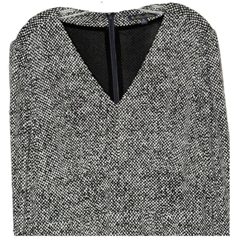 Brooks Brothers Long Sleeved V-Neck Dress Geo Print - Black/White - XL - Picture 3 of 11